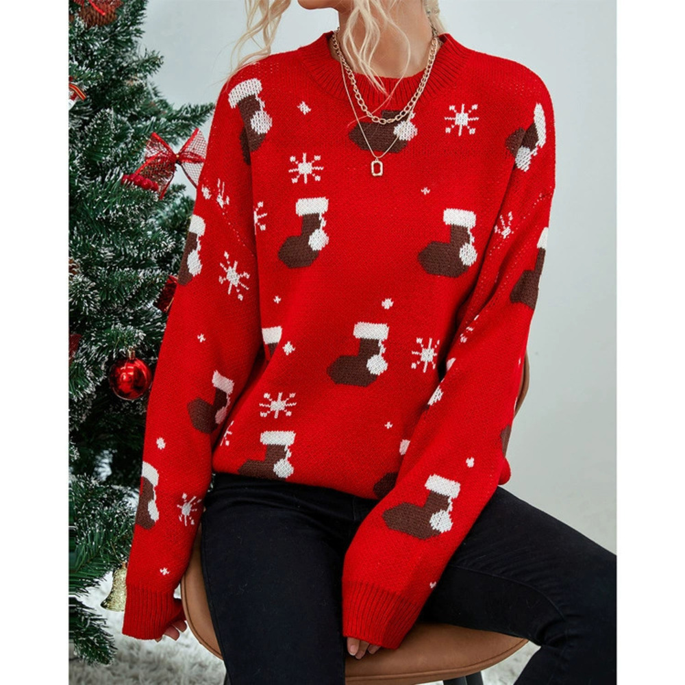 ZARA Women Christmas Sweater Oversized Knit Top Cozy Winter Pullover